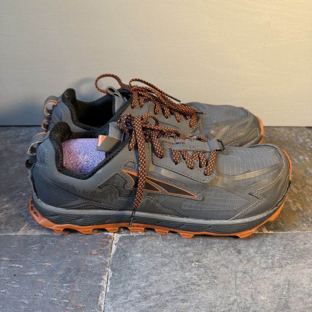 Altra Lone Peak Running Shoes 4.5 Mens Size 10.5 Orange Grey Trail Walking